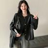 Trendy Loose PU Jacket for Women, Spring Autumn Street Style Coat, Fashionable Oversized Clothes