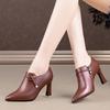 Fashion Spring and Autumn Vintage High Heels Single Shoes Solid Color Casual Pointed Versatile Small Leather Shoes Fashion Women's Shoes