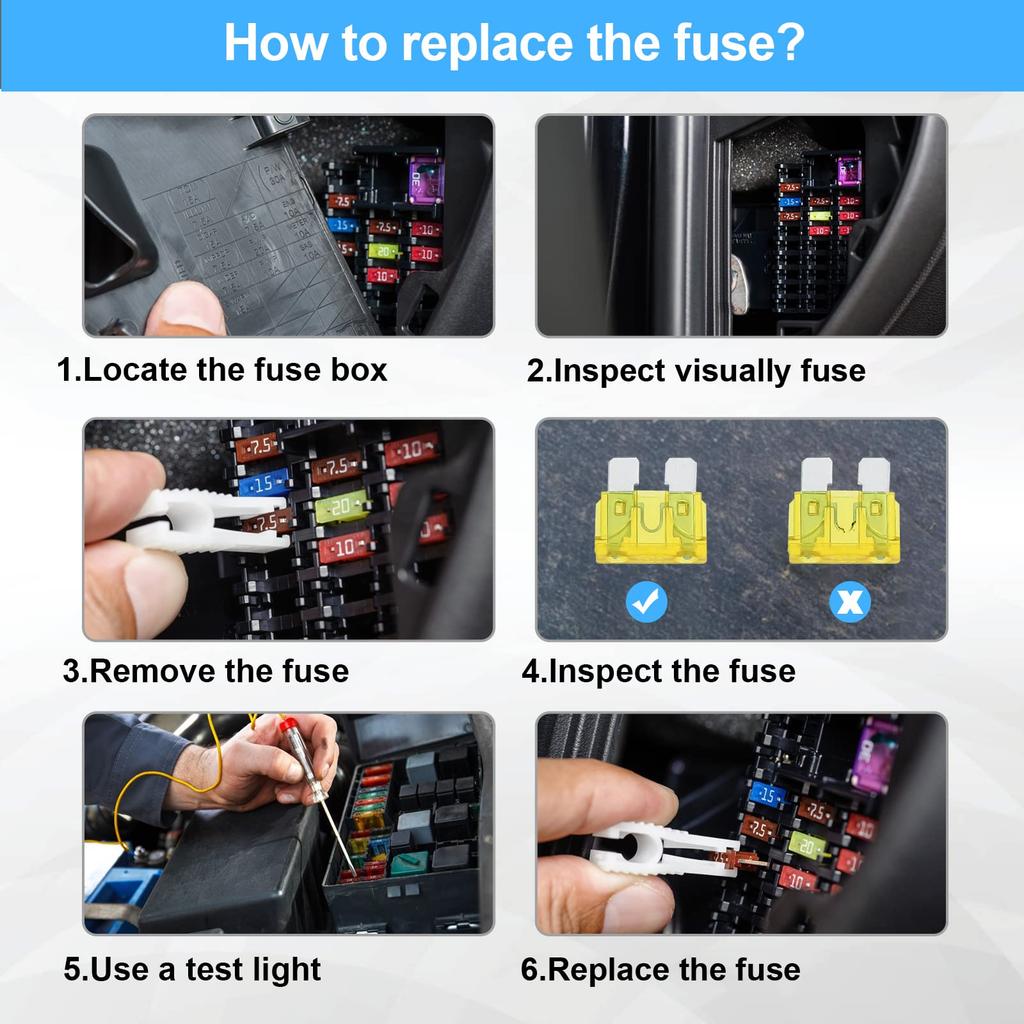 Jorest Набор автомобильных предохранителей 180 шт., 60 шт. мини-плоских предохранителей + 60 шт. плоских предохранителей +