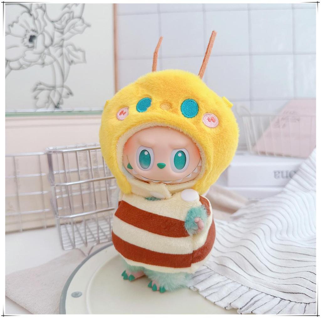 10cm Labubu Doll Clothes: Self-Deprecating Bear Plush Cape for 17cm Labubu Doll