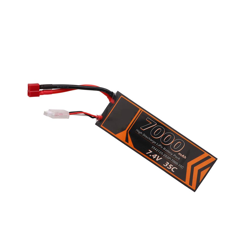 7000mAh Lipo Battery 35C Discharge Rate 7.4V 2S2P T Shape Red Plug RC Battery Power for RC