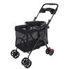 Pet Stroller One Click Folding Cat Stroller 4 Wheels Dog Wagon with Sun Shades and Cup Holder for Travel Black