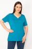 Women's Big Size Blouse Green Plus Size Single Collar Ribbed Sports Blouse