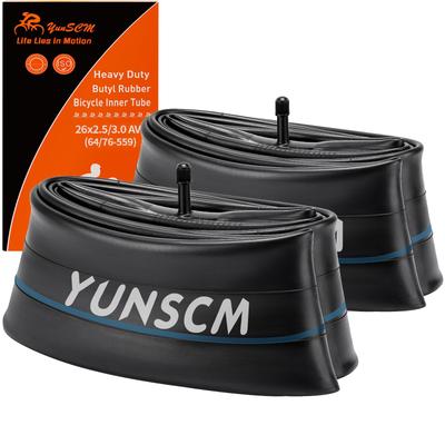 YunSCM 2 шт. Велосипедные камеры 26x2.5/3.0, стенка 32 мм, с клапаном Шредера, для горных и кроссовых велосипедов