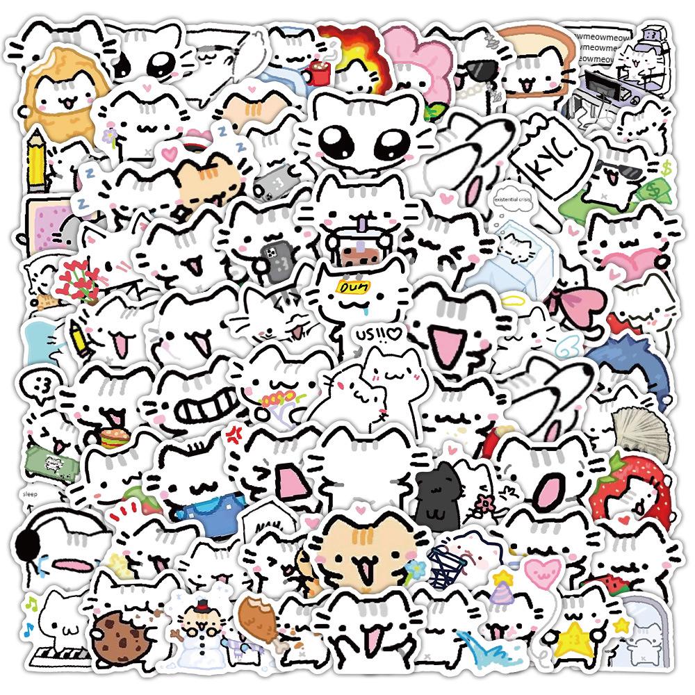 72 милых котенка, наклейки в стиле line art: Мультяшные украшения для чехла телефона и ноутбука - Водонепроницаемые