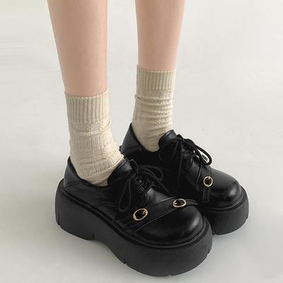 Модный тренд британский стиль черные туфли на платформе женские кожаные туфли маленькие весенние и осенние 2025 универсальные французские туфли Мэри Джейн