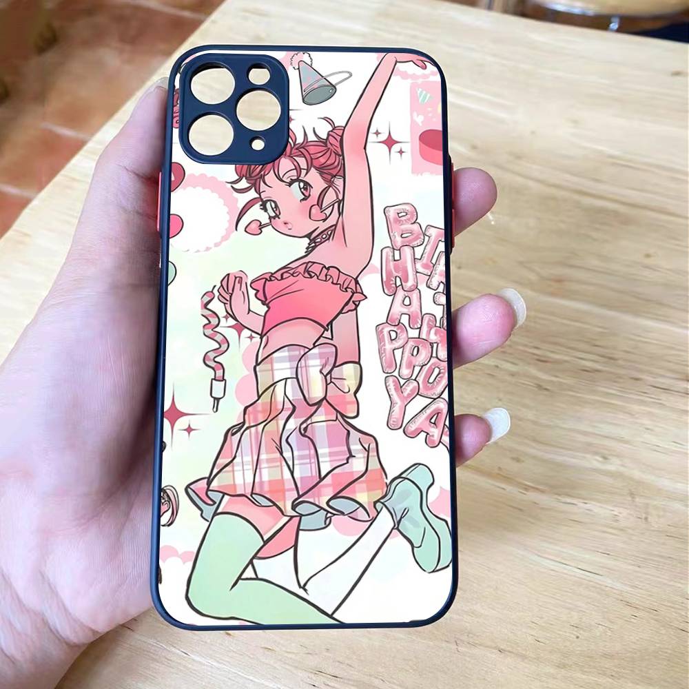 Ангел тсундере девушка аниме милый матовый Ударопрочный Для iPhone 16 15 11 12 13 14 Pro Max X XR XSMAX Mini Чехол для телефона