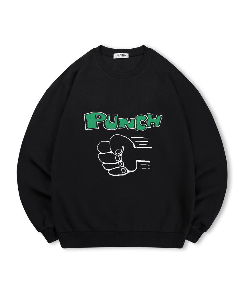 TOPBOY [Non-Fleece Or Fleece] Punch Print Sweatshirt (C Type)