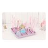 Baby Bottle Drying Rack PP Safe Foldable Portable Baby Bottle Countertop Drain Rack Pink