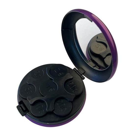 Coin Organizer with 7 Slots Large Capacity Built-in Mirror Compact Design Portable Travel Yen Coin Organizer Dispenser