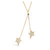 [N5379] - Gold Plated Necklace 'Stars' White Gold - 50x9 Mm