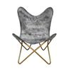 Handmade Buffalo Gray Leather Butterfly Chair Folding Modern Sling Lounge Accent
