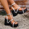 Женская обувь 2024 года, новые женские босоножки с пряжкой на ремне, модные повседневные босоножки с открытым носком, женские летние босоножки на платформе больших размеров с заклепками