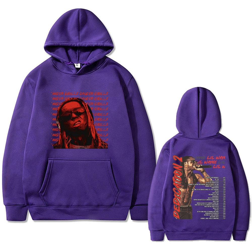 Худи с графическим принтом альбома рэпера Lil Wayne Мужская Женская Мода Винтажный Хип-Хоп Уличная одежда Унисекс Флис Оверсайз