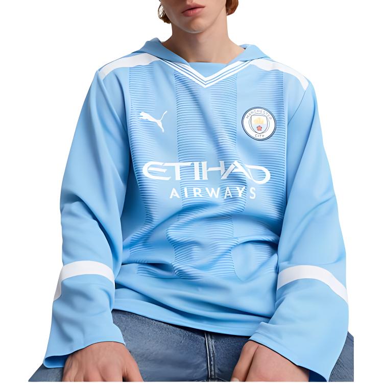 Puma Футболка Manchester City Winter Football Jersey Oversized, мужская, с длинным рукавом, в стиле ретро, светло-голубая 774346-01