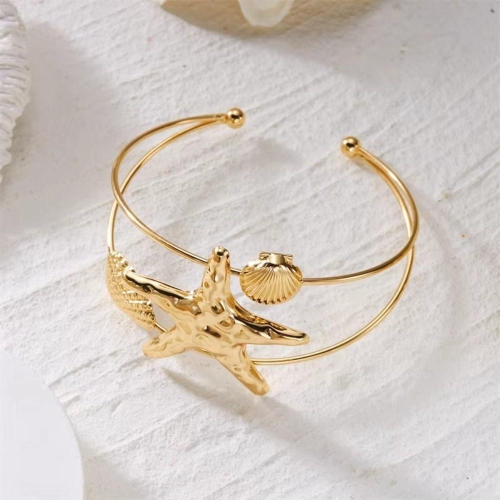 Scallop Shape Arm Cuff Bracelet Adjustable Bangle Bracelet Fashion Starfish Arm Jewelry Women