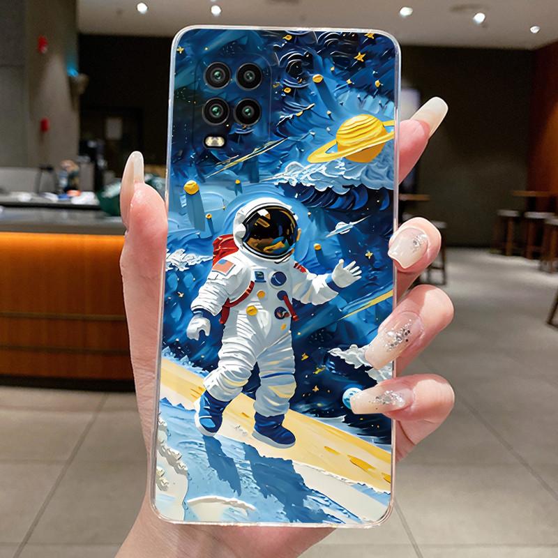 Casing For Xiaomi Mi 10 Lite 5G Youth Zoom Case Aesthetic Fashion Cute Cat Astronaut Silicone Back Cover Transparent Phone Case