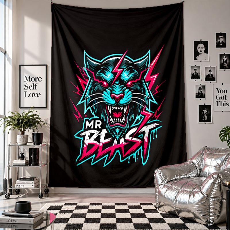 Настенный гобеленИскусство Mr Beast Подвесная ткань Декоративный фон для украшения комнаты