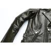Chinese Size Unique Army Green Motorcycle Jacket Men Leather Jacket 100% Oil Wax Cowhide Motor Biker Jacket Male Leather Coat Winter M455