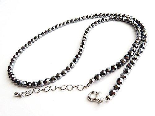 [GOLD STONE] Genuine Terahertz Ore Necklace, Mirror Cut, 4mm, Lightweight, Sparkling, Approximately 40cm Long