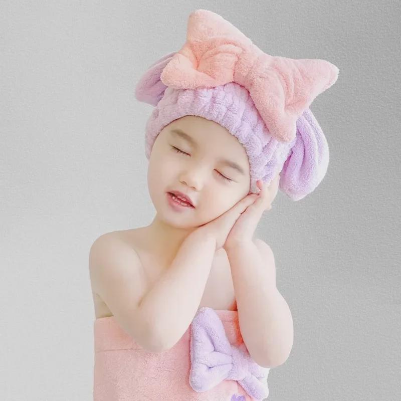 Очаровательная шапочка принцессы с бантом и быстросохнущая шапочка для душа для девочек