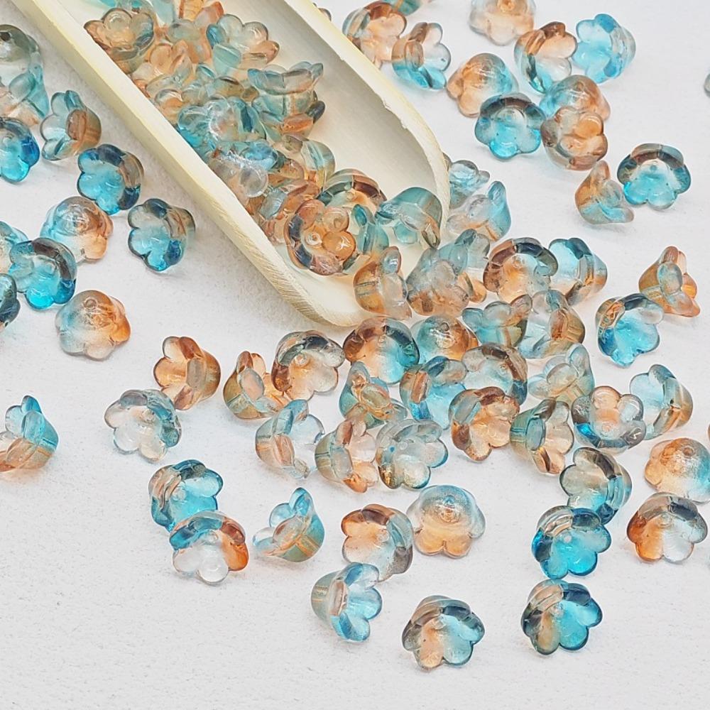 50pcs/set Glass Beads Bellflower Glass Beads Trumpet Flower Shape Glass Beads Jewelry Making