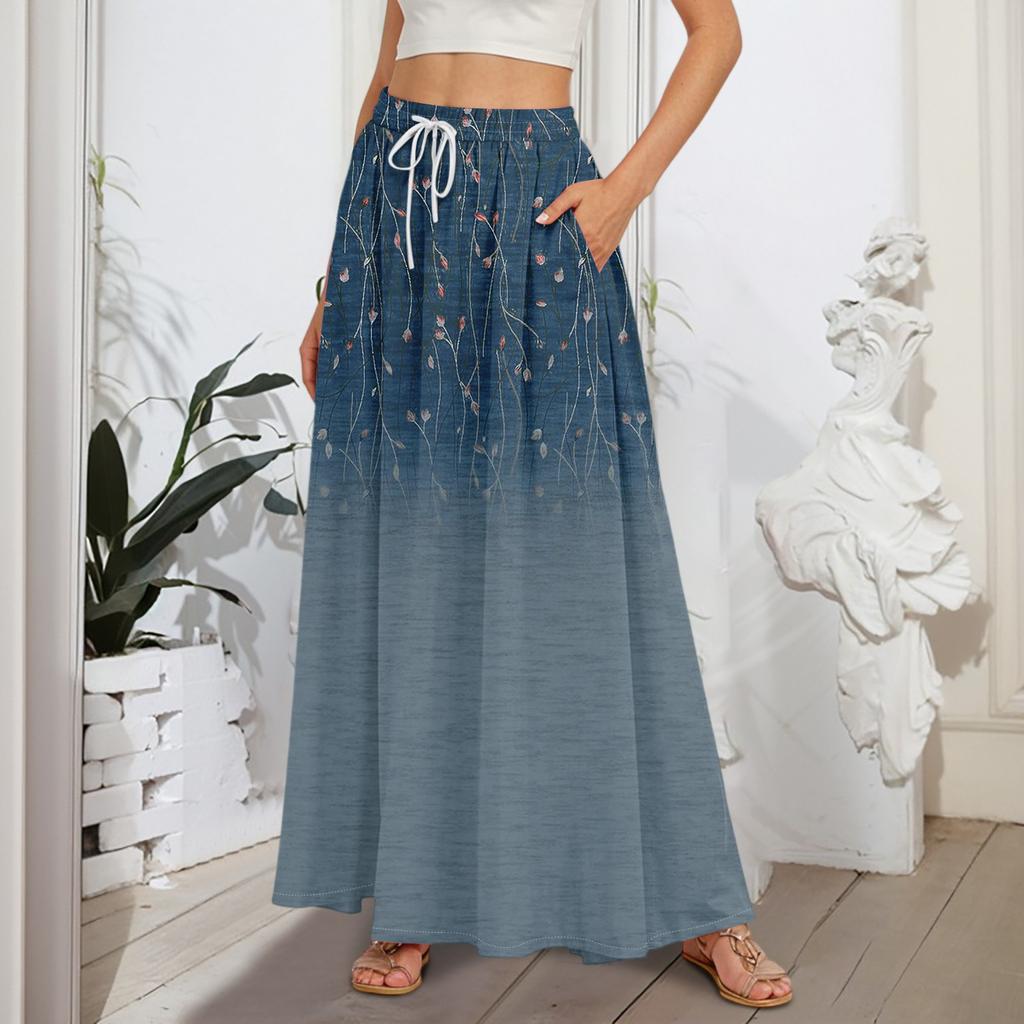 Женские струящиеся расклешенные юбки-макси с оборками и эластичным поясом, элегантные многослойные длинные юбки в стиле бохо