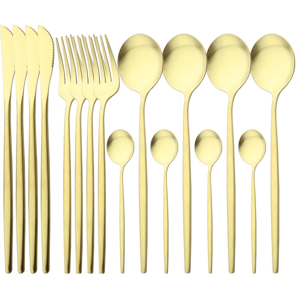 16 шт. матовый набор столовой посуды, серебряная посуда из нержавеющей стали, домашняя ложка, вилка, нож, столовое серебро, западные столовые приборы