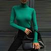 Женский осенне-зимний темпераментный элегантный приталенный теплый свитер с половиной высокого воротника и длинным рукавом