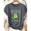 Women's Fun Pickleball Cartoon Pattern Printed Sports Short Sleeve Autumn and winter fashion round neck cute T Shirt Elegant Party Vintage Beautiful