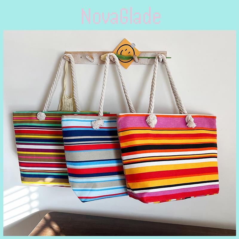 Ethnic Pattern Casual Canvas Handbag With Zipper Closure For Moms And Shopping