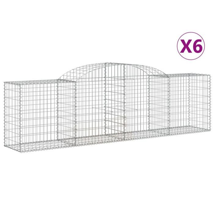 VidaXL Paniers à gabions arqués 6 pcs 300x50x80/100 cm fer galvanisé, gabion, cage de gabion, panier de mur de gabion, mur 3146687