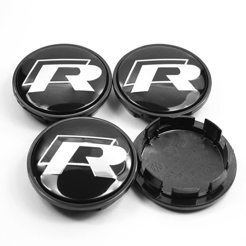 For VolkswagenMK6 4Pc 55mm 56mm 60mm 65mm Car Wheel Center Hub Cap Rim Cover Stickers For Volkswagen VW GTI R-Line R Polo T5 Golf Passat Scirocco