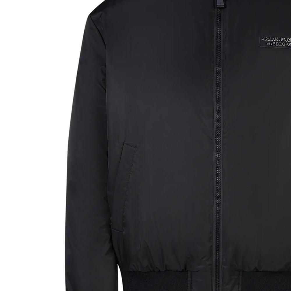 Armani Exchange Осенне-зимняя коллекция 23 года Хлопковая куртка сletter logo и воротником-стойкой Мужские куртки Черный 6RZB12-ZNJ7Z-1200