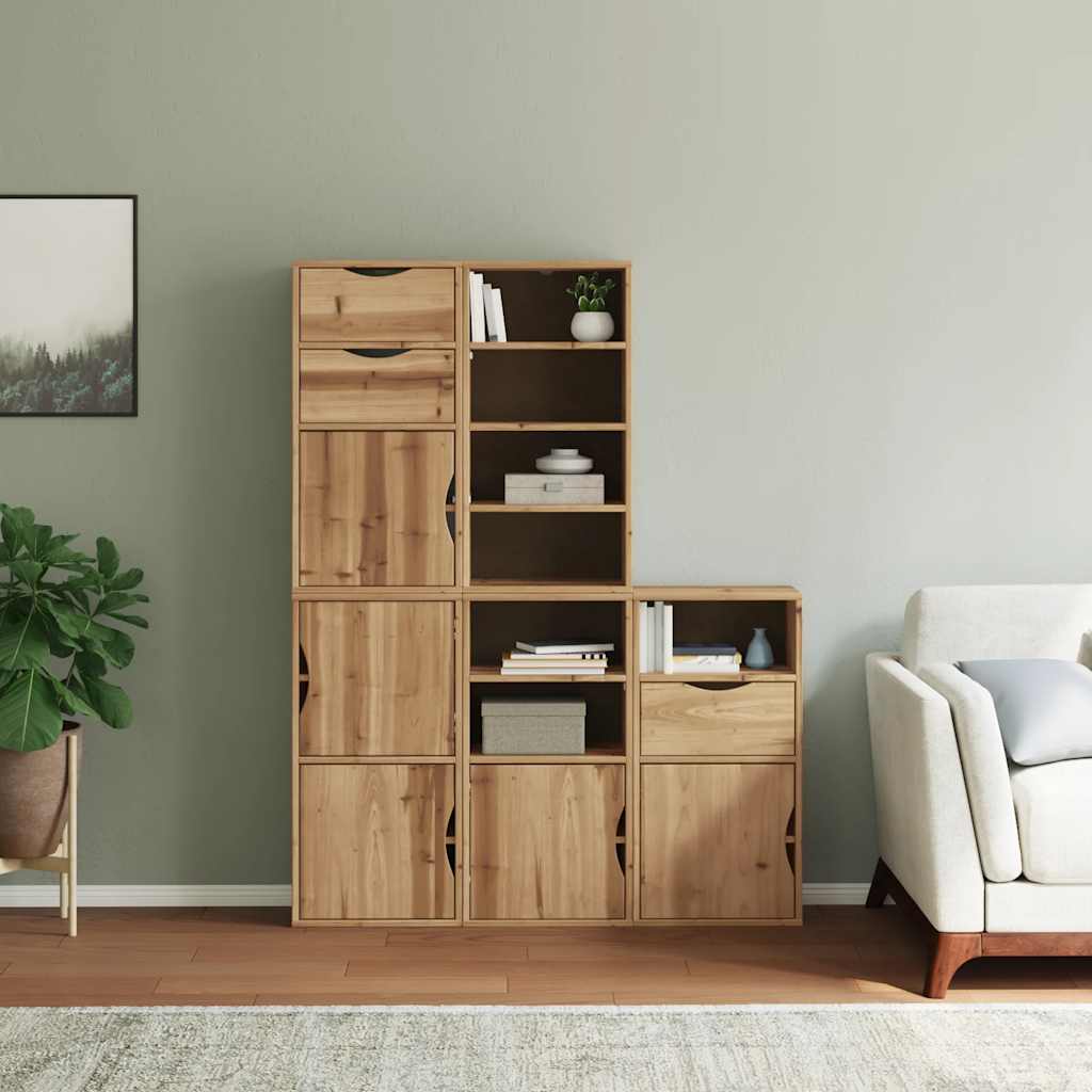 Side Cabinets 5 Pcs ODDA 40x24x79 cm Solid Pine Wood