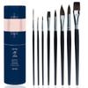 JOWOART 8 Pcs Multi-function Professional Animal Hair Watercolor Brushes Set Art  for Painting Artist Drawing Acrylic Gouache Gift Box