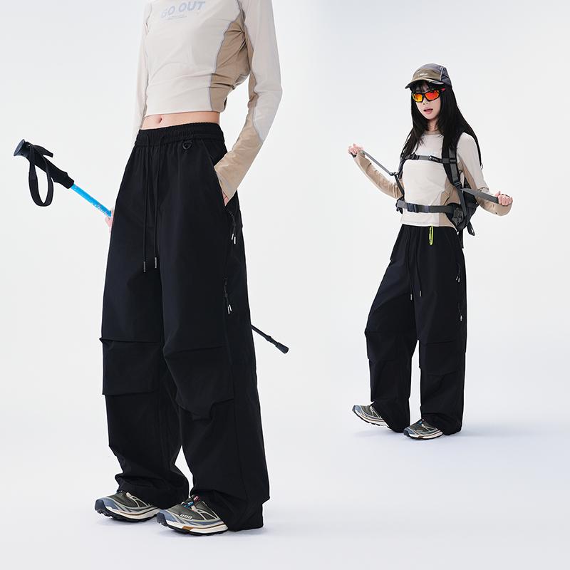 Women's Pants, American Straight Leg Work Pants, Loose Paratrooper Pants, Hong Kong Style Functional Casual Pants