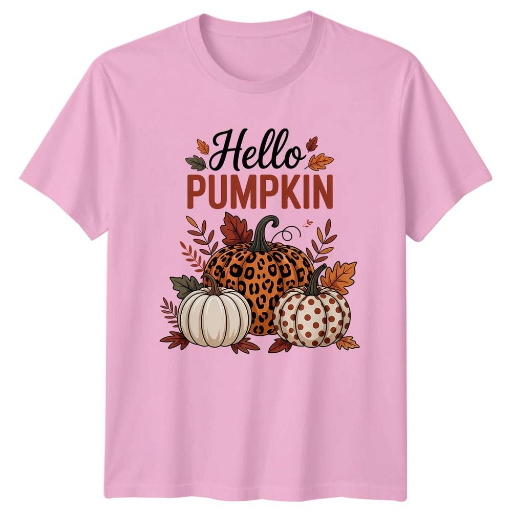 Hello Pumpkin Unisexs TShirt Leopard Print Pumpkin Fall Gift For Her