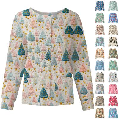 Женские топы с длинными рукавами и карманами, рабочий воротник-стойка, однобортный защитный комбинезон, куртка, рождественский топ