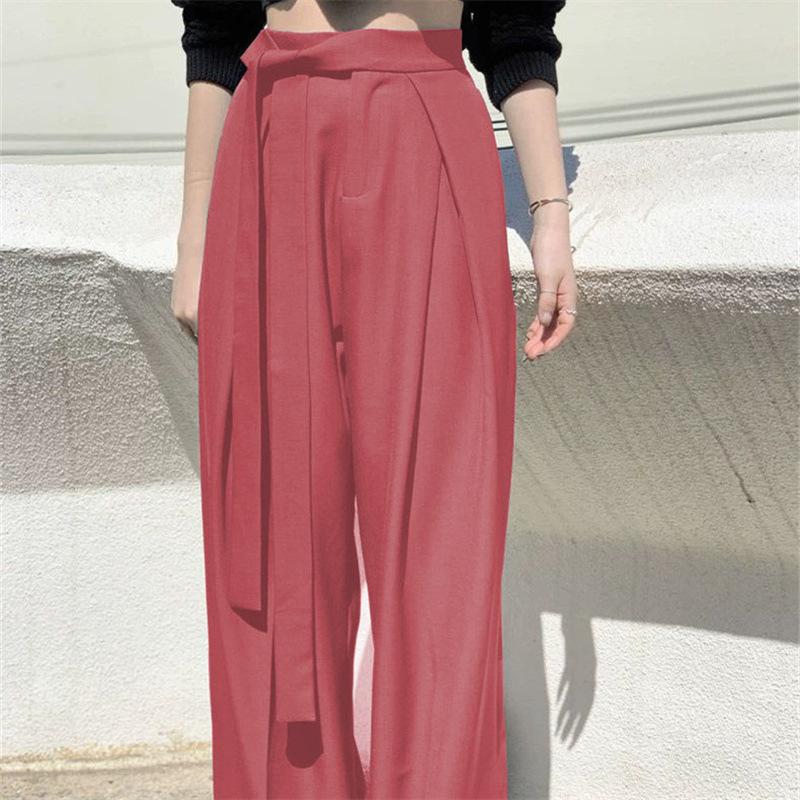 Женские брюки в стиле вестерн с драпировкой, осенние, широкие штанины, создающие уникальный повседневный образ для поездок на работу, женские брюки