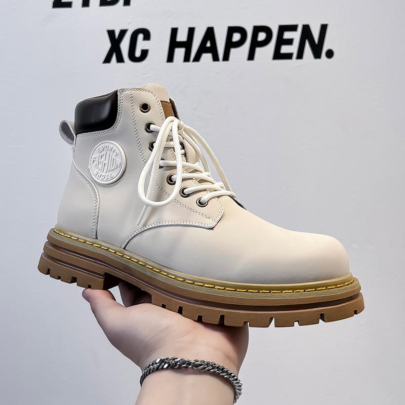 Пара резиновых ботинок для пары не отстой, бархатные ботинки с тиснением, универсальные мужские ботинки Мартина на толстой подошве, увеличивающие рост 6519-A