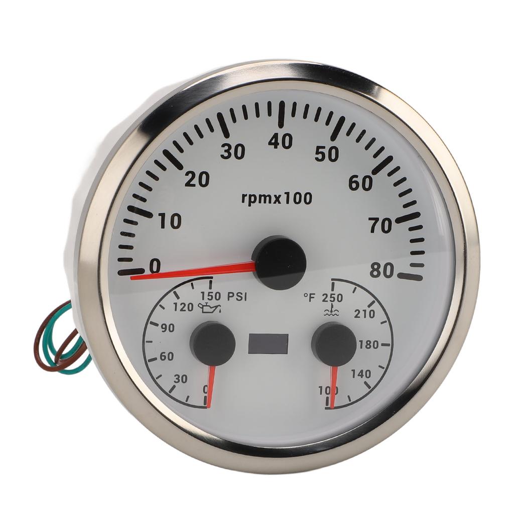 Спидометр 3 в 1 8000 об/мин Тахометр от 0 до 150 фунтов на квадратный дюйм Давление масла от 100 до 250 градусов по Фаренгейту Температура воды 7 цветов