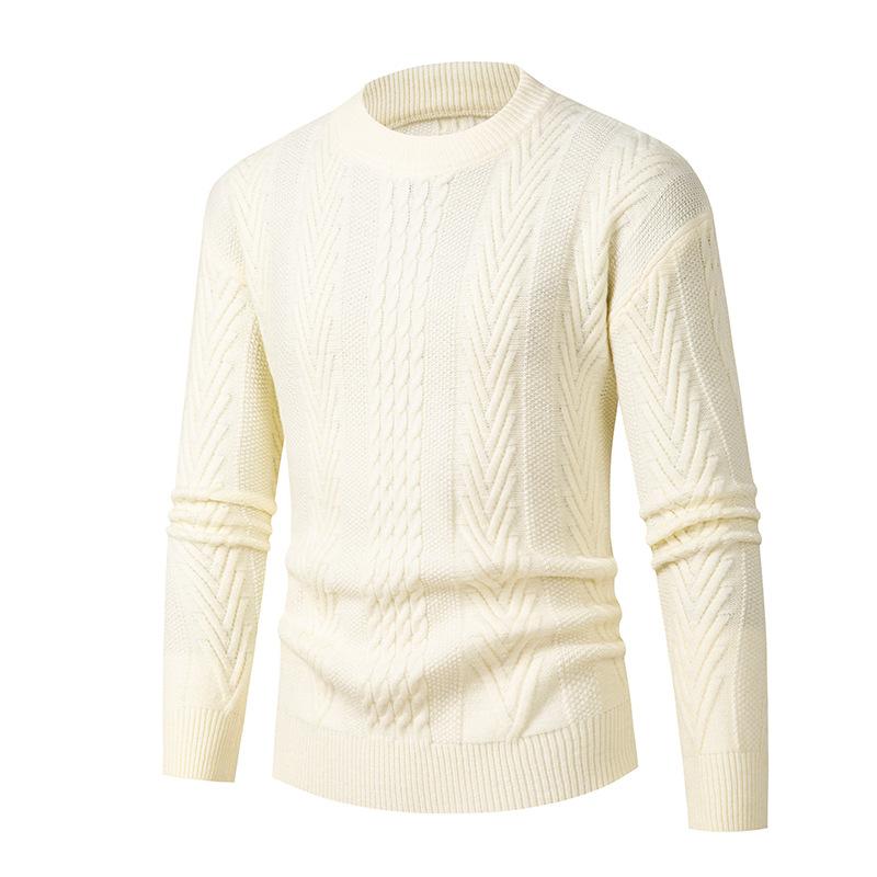 Жаккардовый вязаный свитер свободного большого размера мужской новый с широкими плечами с круглым вырезом пуловер зимний повседневный свитер