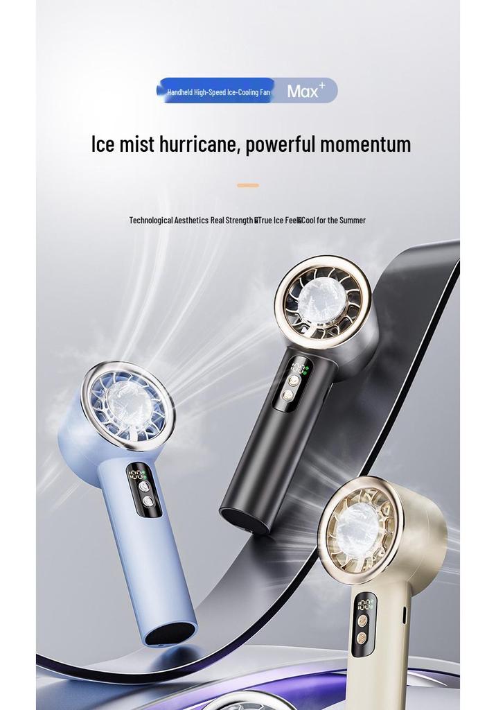 Handheld Mini Ice Pack Fan with Semiconductor Cooling and Digital Display for Portable Desktop and Outdoor Use