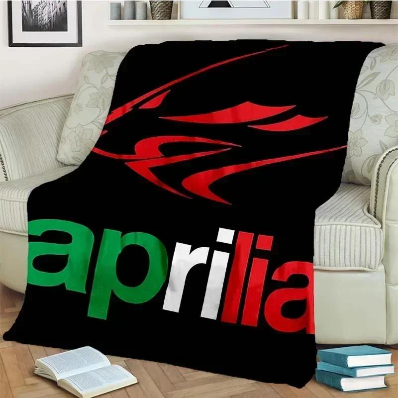 Фланелевое одеяло с принтом логотипа мотоцикла Aprilia. Модное, теплое, легкое. Для гостиной, спальни, дивана-кровати, для пикника.