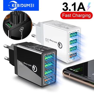 3.1A 4 порта EU/US Plug USB зарядное устройство для быстрой зарядки QC 3.0 зарядное устройство для телефона iPhone Samsung Xiaomi зарядный адаптер
