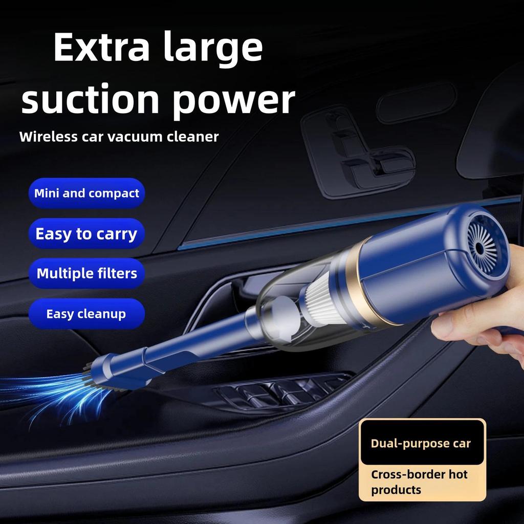 Portable Handheld Wireless Car Vacuum Cleaner – Mini Blowing & Suction for Dust and Mite Removal