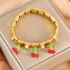 Watermelon Fruit Pendant Bangle Crystal Stainless Steel Bracelet  Vacation
