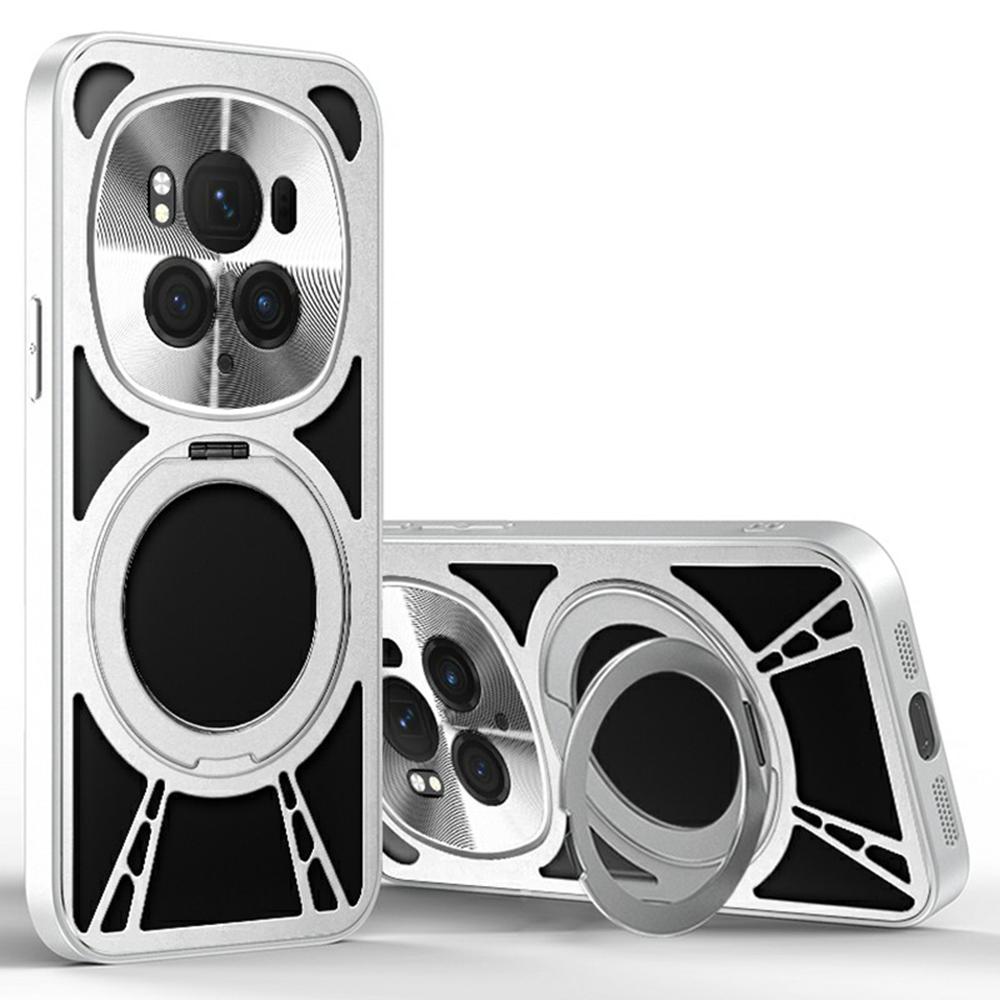 For Honor Magic6 Pro 5G Case Magnetic Kickstand Hollow Heat Dissipation Silicone+PC+Metal Bumper Phone Cover