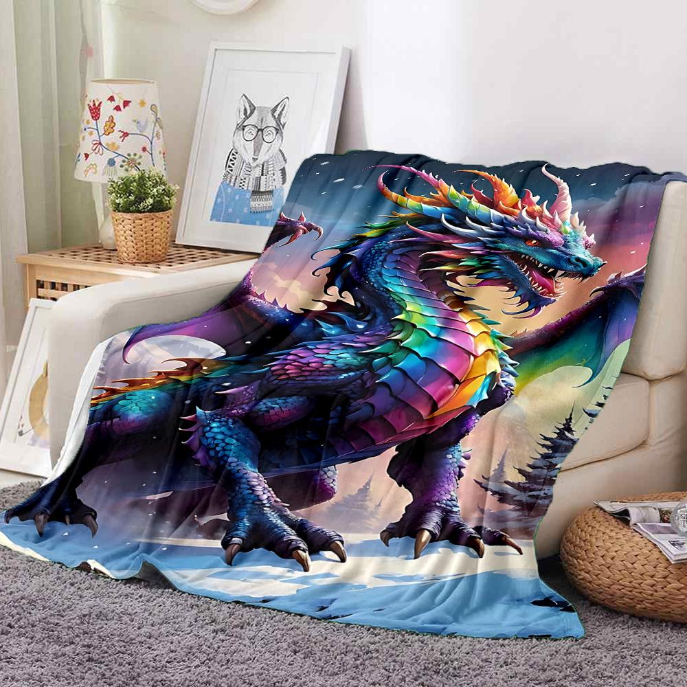 Rainbow Dragon Flannel Blanket Throw Blanket Soft Warm Sofa Bed Camping Car home Decor Unique Christmas Gift C9301780
